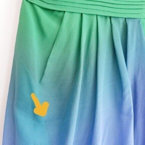 BCBG MaxAzria Silk Ombre Halter Dress Blue Green Sz 0 Flawed - Picture 7 of 15